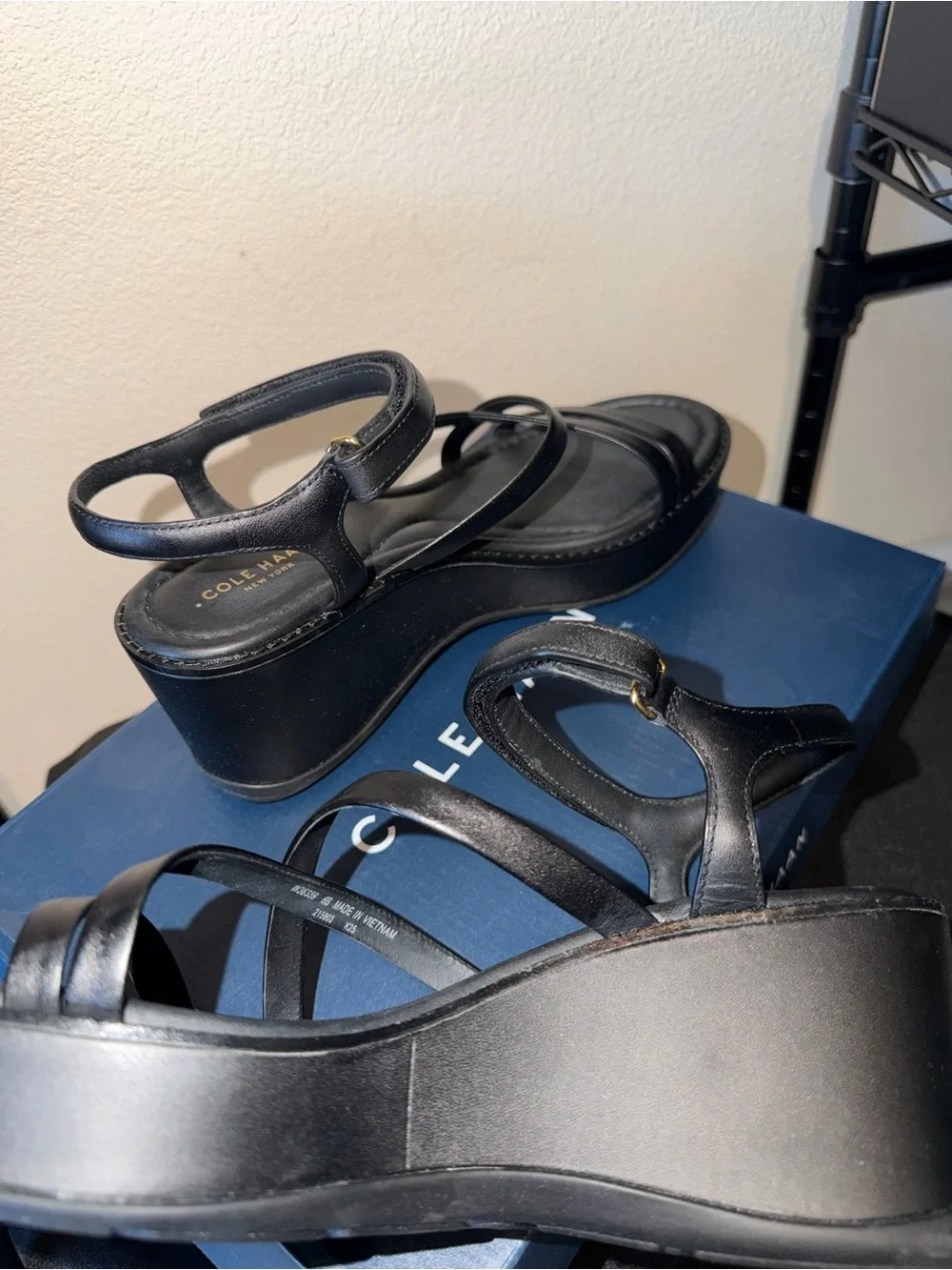 Cole Haan “Azzura” Leather Wedge Sandals